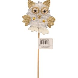 Kremowa Figurka Sowy ze Złoceniami