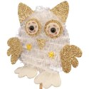 Kremowa Figurka Sowy ze Złoceniami