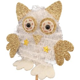 Kremowa Figurka Sowy ze Złoceniami