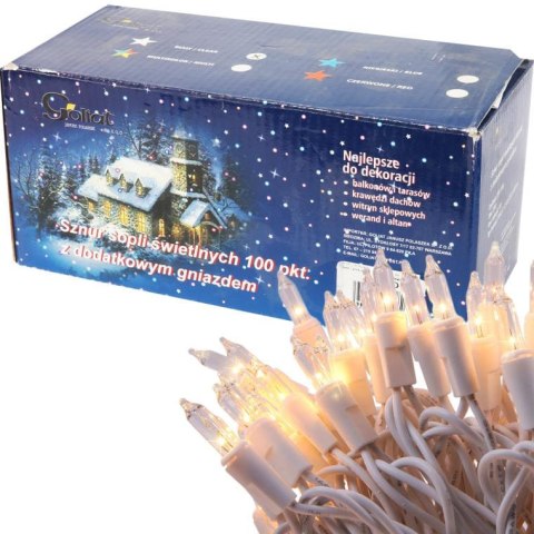 Kurtyna świetlna Śnieżynki 100 lampek z dodatkowym gniazdem, 6,5m, na baterie, do użytku zewnętrznego