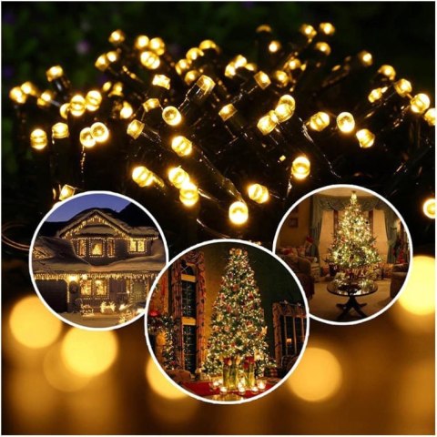 Kurtyna świetlna Śnieżynki 100 lampek z dodatkowym gniazdem, 6,5m, na baterie, do użytku zewnętrznego