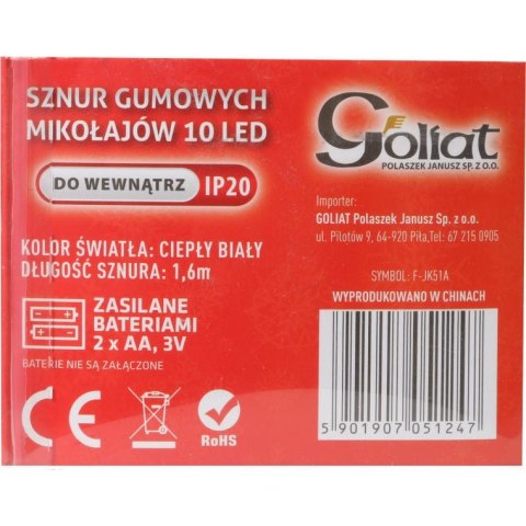 Lampki choinkowe 10 led Mikołaje na sznurze