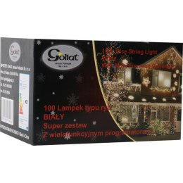 Lampki choinkowe 100 LED typu ryż z programatorem ciepły biały