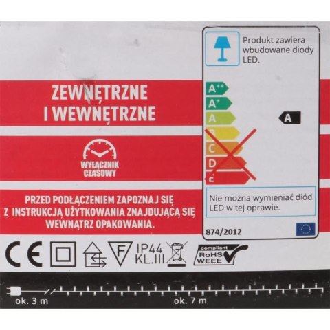 Lampki choinkowe 160 LED zewnętrzne i wewnętrzne z wyłącznikiem czasowym zimny biały