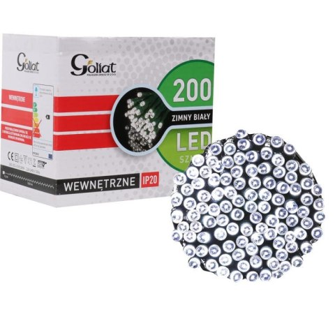 Lampki choinkowe 200 led zimny biały wewnętrzne sznur