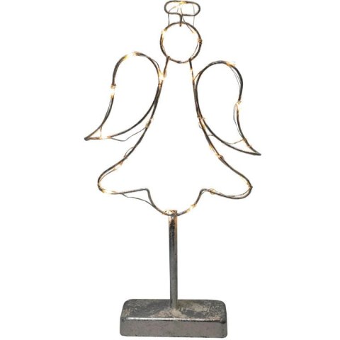 Metalowy Anioł z LEDowymi światłami zasilany bateriami - biały