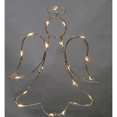 Metalowy Anioł z LEDowymi światłami zasilany bateriami - biały