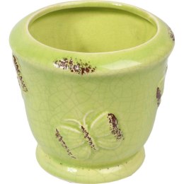 Osłonka ceramiczna wazonik w zielonym kolorze 10x9 cm