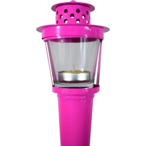 Pochodnia zapachowa z citronellą różowa, metalowa - odstraszacz owadów do użytku zewnętrznego