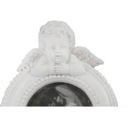 Ramka na zdjęcie okrągła z aniołkiem biała 9x7 cm