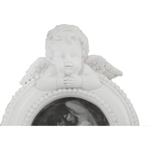 Ramka na zdjęcie okrągła z aniołkiem biała 9x7 cm