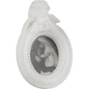 Ramka na zdjęcie okrągła z aniołkiem biała 9x7 cm