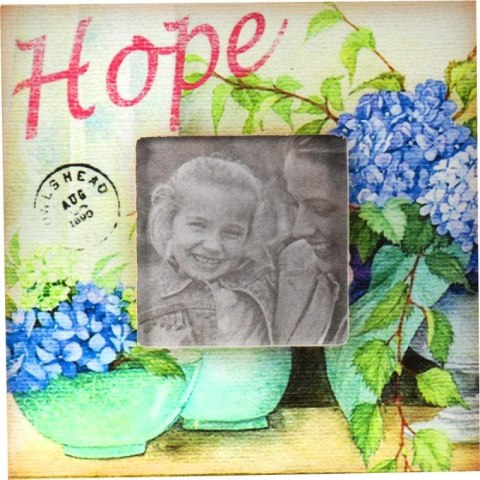 Ramka na zdjęcie stojąca kremowa postarzana 14,5 x 14,5 cm