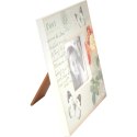 Ramka na zdjęcie stojąca kremowa z kwiatami i motylkami 14,5 x 14,5 cm