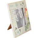 Ramka na zdjęcie stojąca kremowa z kwiatami i motylkami 16x16 cm