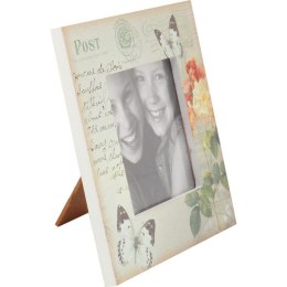 Ramka na zdjęcie stojąca kremowa z kwiatami i motylkami 16x16 cm