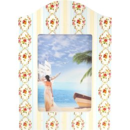 Ramka na zdjęcie stojąca kremowa z kwiecistymi zdobieniami