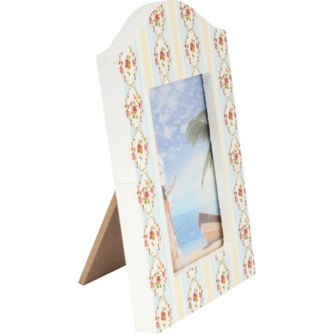 Ramka na zdjęcie stojąca kremowa z kwiecistymi zdobieniami