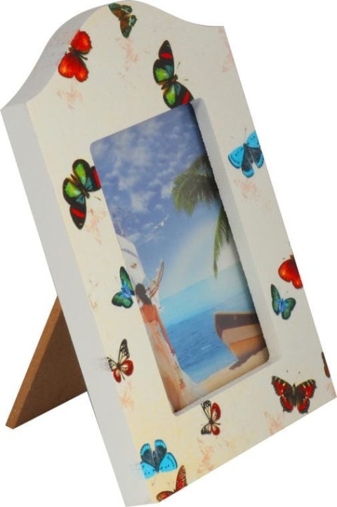 Ramka na zdjęcie stojąca kremowa z motylkami