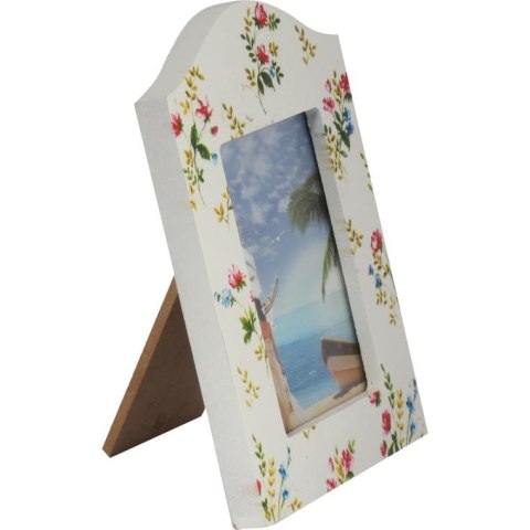 Ramka na zdjęcie stojąca kremowa z motywem kwiatowym 8,5 cm x 11,7 cm