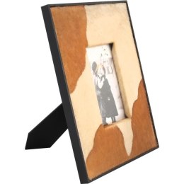 Ramka na zdjęcie zdobiona skórą kremowo-brązowa 30x25 cm