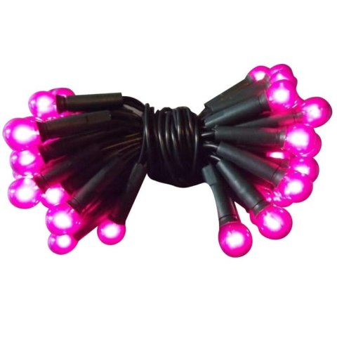 Różowe Perłowe Lampki Choinkowe 100szt. na Zielonym Kablu 6m - Zasilanie Sieciowe