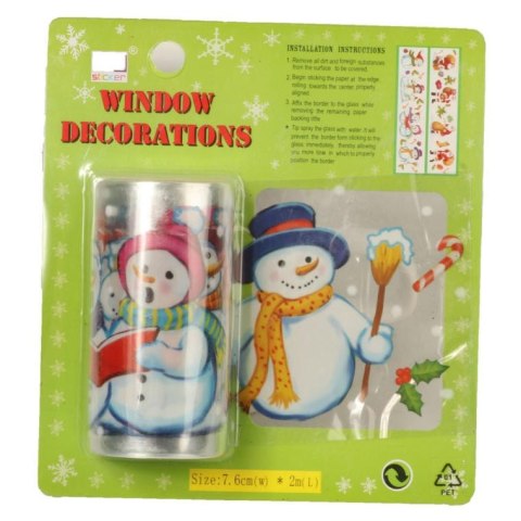 Samoprzylepna Naklejka na Okno z Bałwankami, Wielkość 7.6 cm x 2m - Rulon