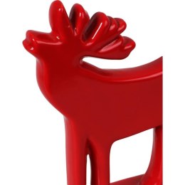 Świąteczna Figurka Renifera Ceramicznego w Kolorze Czerwonym