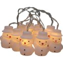 Świąteczne Lampki-Bałwanki LED na Sznurze, Zasilane Bateriami, 10 szt.