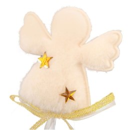Świąteczny Pik Anioł z Filcu w Kolorze Kremowym ze Złoceniami