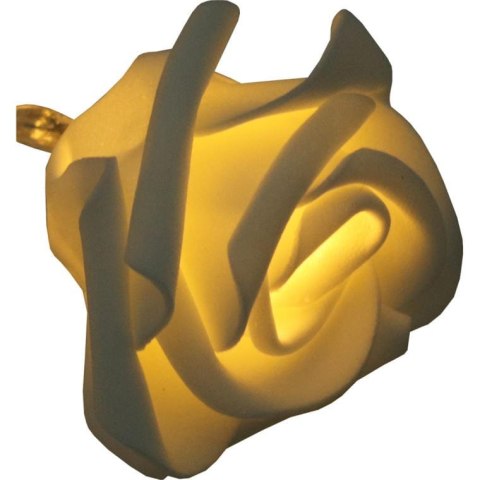 Świąteczny Sznur Ozdobny z Białymi Różami LED o Długości 3m