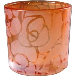 Świecznik pomarańczowy ozdobny z kwiatami