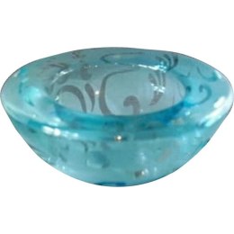 Świecznik szklany niski niebieski