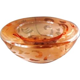 Świecznik szklany niski pomarańczowy