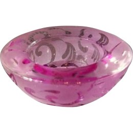 Świecznik szklany niski różowy