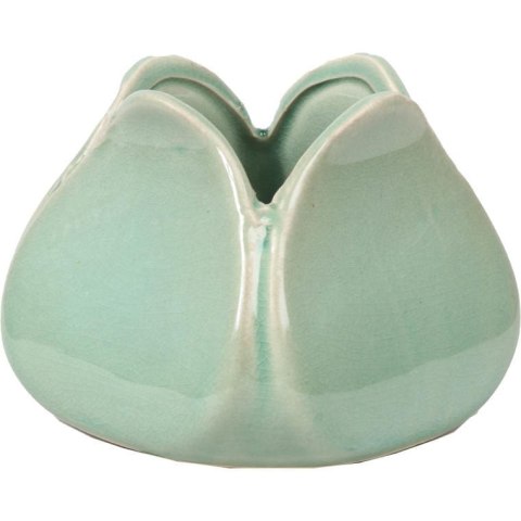 Wazonik ceramiczny w kształcie kwiatu turkusowy 10x8 cm