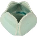 Wazonik ceramiczny w kształcie kwiatu turkusowy 10x8 cm