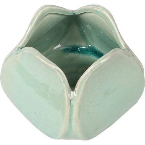Wazonik ceramiczny w kształcie kwiatu turkusowy 10x8 cm