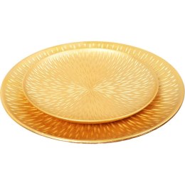 Zestaw 2 Złotych, Drewnianych Tac Okrągłych o Średnicy 40 cm i 30 cm