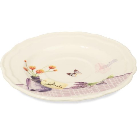 Zestaw 2 filiżanek i 2 talerzyków ceramicznych z kwiatami w wazonie w prezentowym opakowaniu