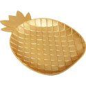 Zestaw 2 złotych, drewnianych tac w kształcie ananasów