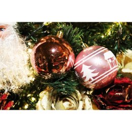 Zestaw 6 Różowych Bombek Dekorowanych Plastikowych o Średnicy 8cm