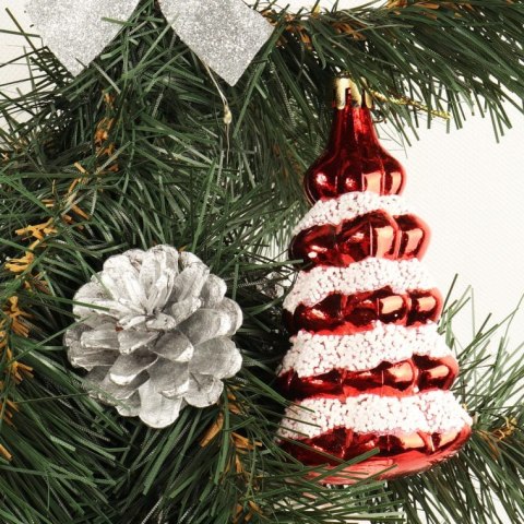 Zestaw Czerwonych Bombek w Kształcie Choinki z Brokatem - 3 Sztuki