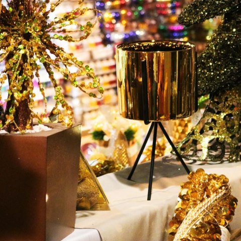 Złota Ceramiczna Osłonka na Metalowym Trojnogu 27 cm