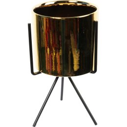 Złota Ceramiczna Osłonka na Metalowym Trójnogu 30x16cm