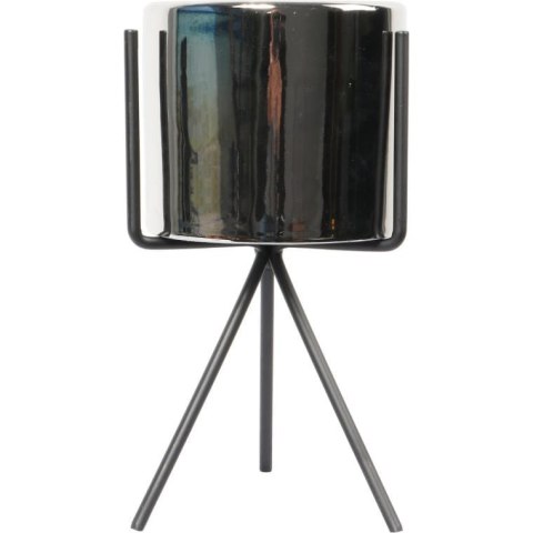 Złota Osłonka Ceramiczna na Czarnym Metalowym Trójnogu 23 cm