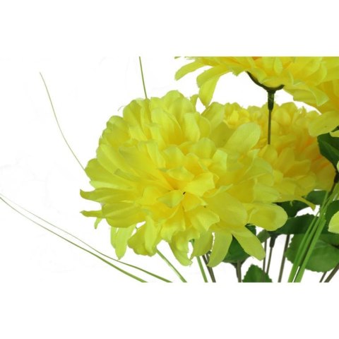 Żółty bukiet 10 sztucznych chryzantem z trawką - Dekoracja na Wszystkich Świętych