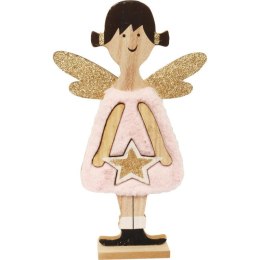 Anioł drewniany z futerkiem Wielkość: 30X19 cm