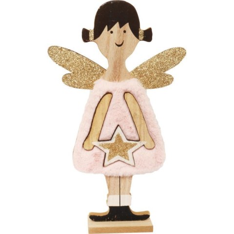 Anioł drewniany z futerkiem Wielkość: 30X19 cm