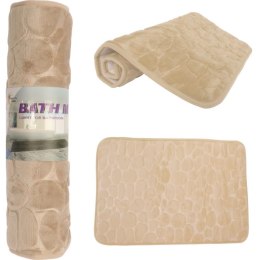 Beżowy Dywanik Łazienkowy z Mikrofibry Antypoślizgowy 45x70 cm